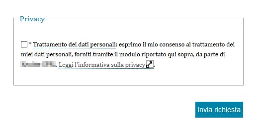 Il form dei contatti � personalizzabile e conforme al GDPR